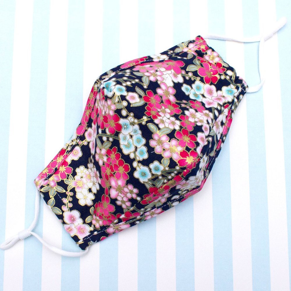 Sakura Floral Gold Foil Face Mask